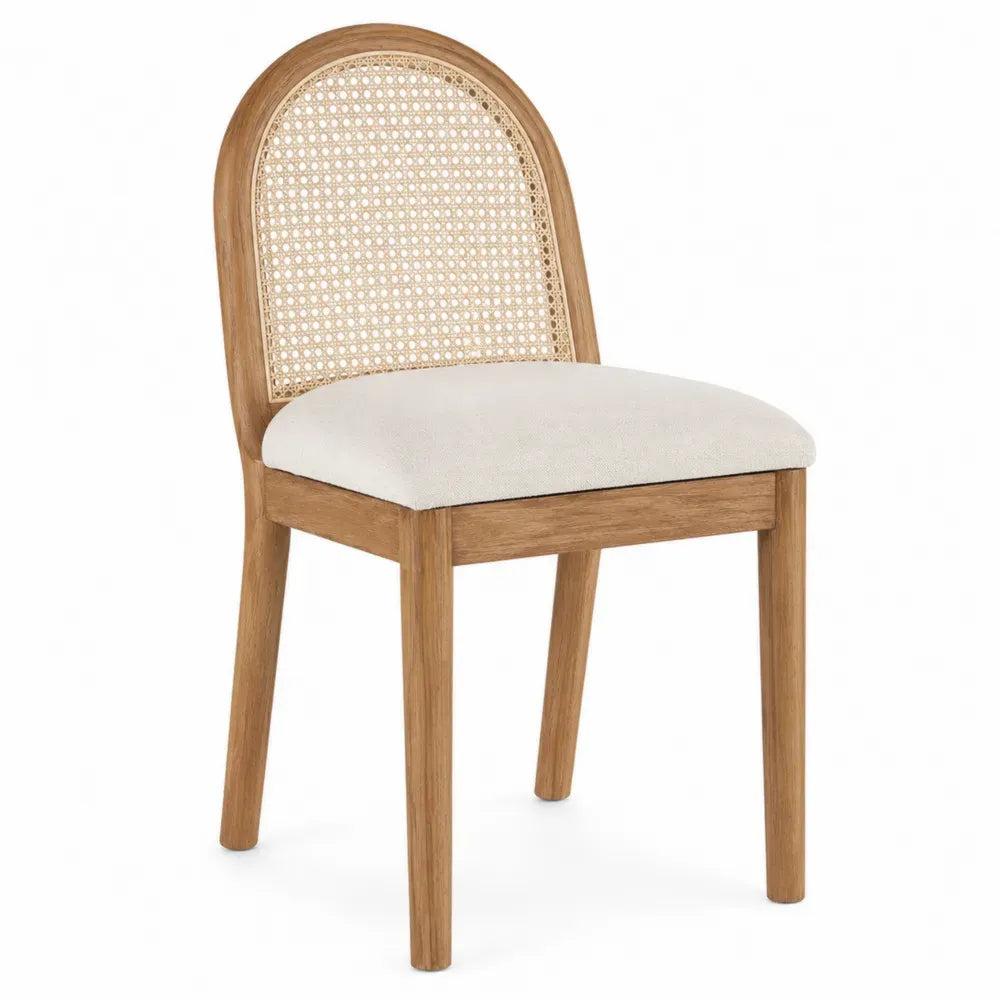Silla de comedor de madera con respaldo de ratán asiento tapizado 50 cm x 55 cm x 85 cm madera natural estilo nórdico
