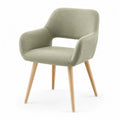 Silla de comedor tapizada en tejido de poliéster verde oliva con patas de madera maciza de haya 55 x 60 x 82 cm