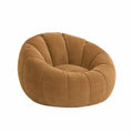 Sillón puff redondo tapizado en tejido marrón sin patas asiento acolchado diseño envolvente 1 plaza