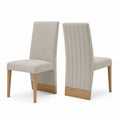 Juego de 2 sillas de comedor tapizadas en poliéster beige con respaldo alto y patas de madera natural 45 x 55 x 85 cm